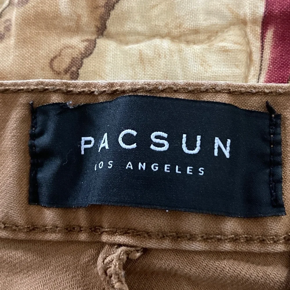 Pac Sun mens pants 34/30 tan khaki 4 pocket skinny straight leg cotton spandex